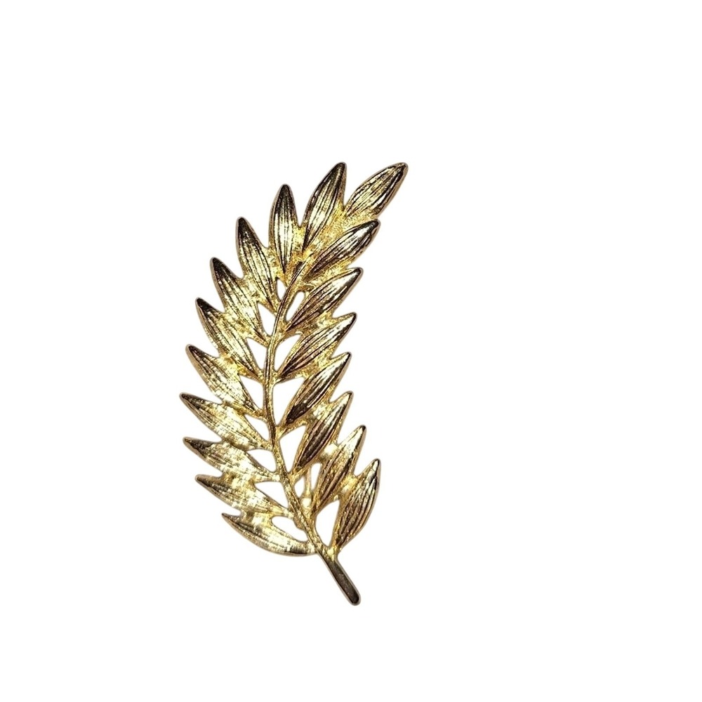 Vintage Gold Toned Leaf Brooch Golden Girls Tropical Shoe Boho Festival